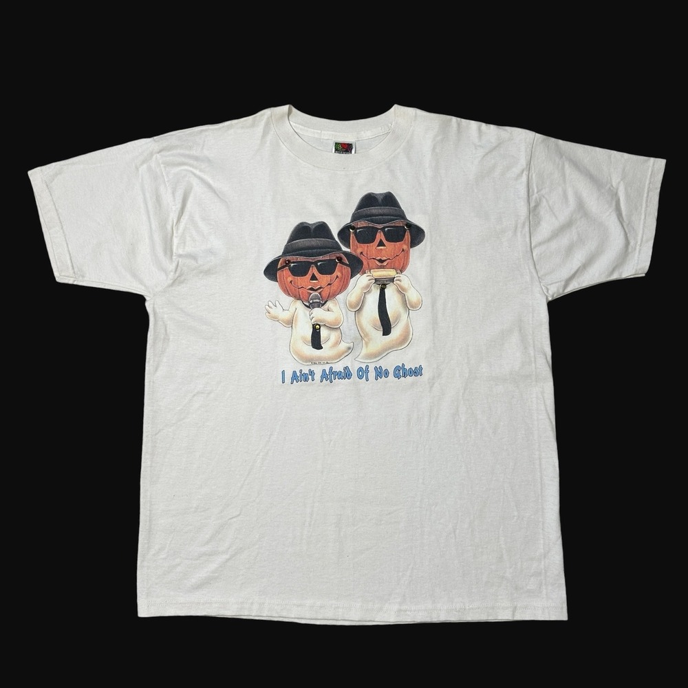 Vintage Fruit of the Loom Light Up Halloween Blues Brothers Ghost Shirt XL